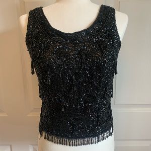 Vintage black sequined top